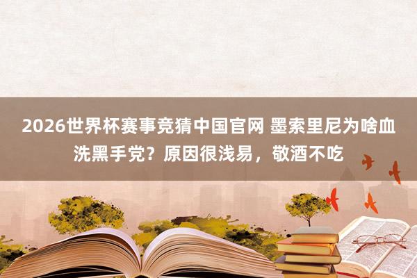 2026世界杯赛事竞猜中国官网 墨索里尼为啥血洗黑手党?原因很浅易,敬酒不吃