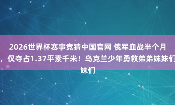 2026世界杯赛事竞猜中国官网 俄军血战半个月，仅夺占1.37平素千米！乌克兰少年勇救弟弟妹妹们