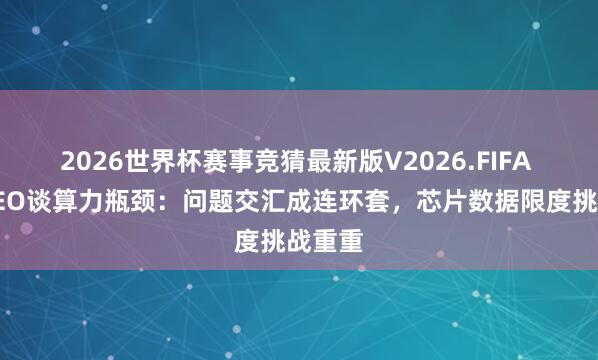 2026世界杯赛事竞猜最新版V2026.FIFA 谷歌CEO谈算力瓶颈：问题交汇成连环套，芯片数据限度挑战重重