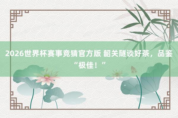 2026世界杯赛事竞猜官方版 韶关隧谈好茶，品鉴“极佳！”