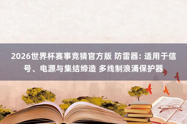 2026世界杯赛事竞猜官方版 防雷器: 适用于信号、电源与集结缔造 多线制浪涌保护器