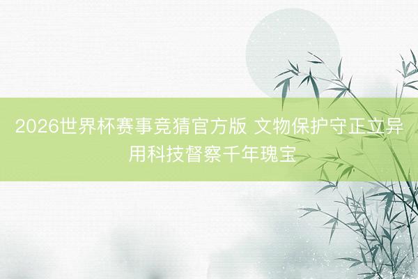 2026世界杯赛事竞猜官方版 文物保护守正立异 用科技督察千年瑰宝