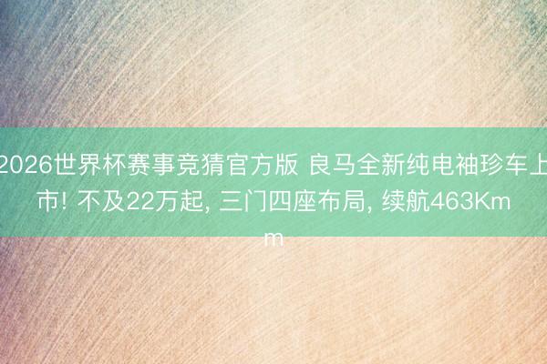 2026世界杯赛事竞猜官方版 良马全新纯电袖珍车上市! 不及22万起, 三门四座布局, 续航463Km