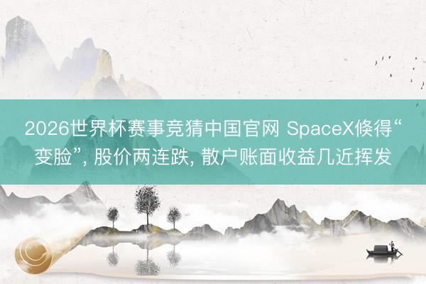 2026世界杯赛事竞猜中国官网 SpaceX倏得“变脸”, 股价两连跌, 散户账面收益几近挥发